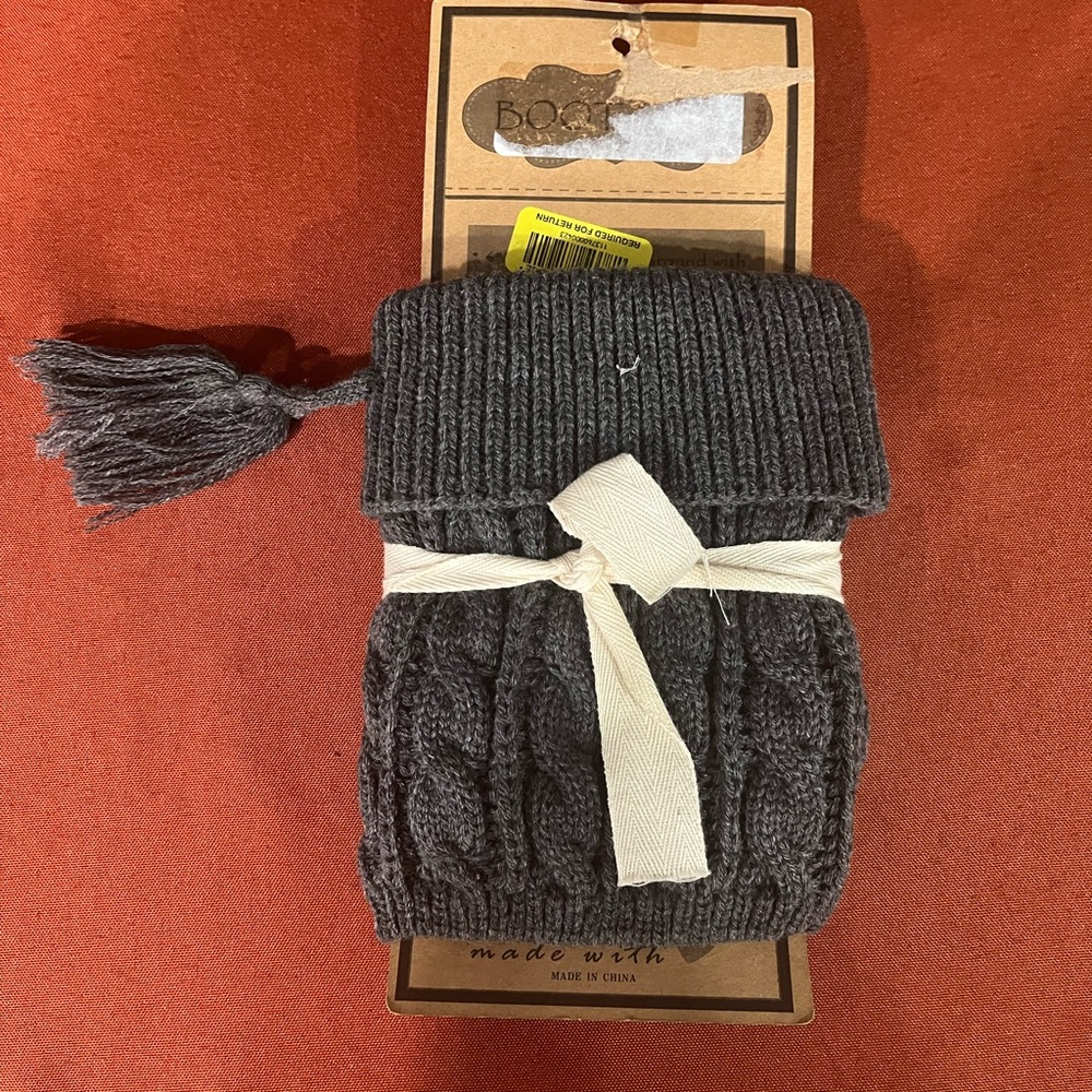 C.C Dark Gray Cable Knit Boot Cuffs